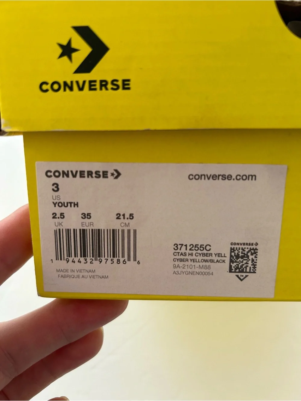 Converse x Chinatown Market CTAS Cyber Yellow Black High Top Smiley Sneaker Sz 3
